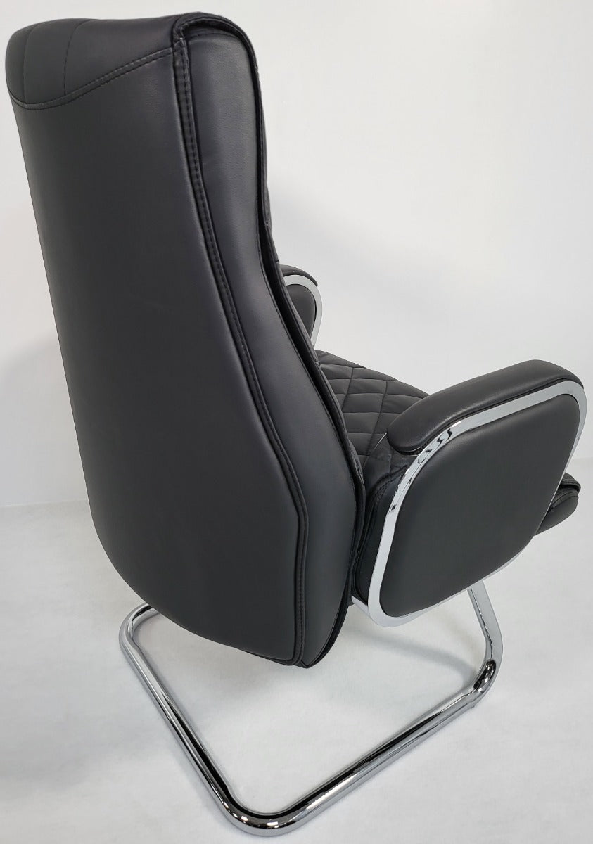 Large Heavy Duty Black Leather Cantilever Visitors Chair - ZVB-333